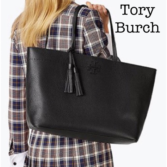 Tory Burch Handbags - Tory Burch McGraw Large Black Pebbled Leather Bag Tote